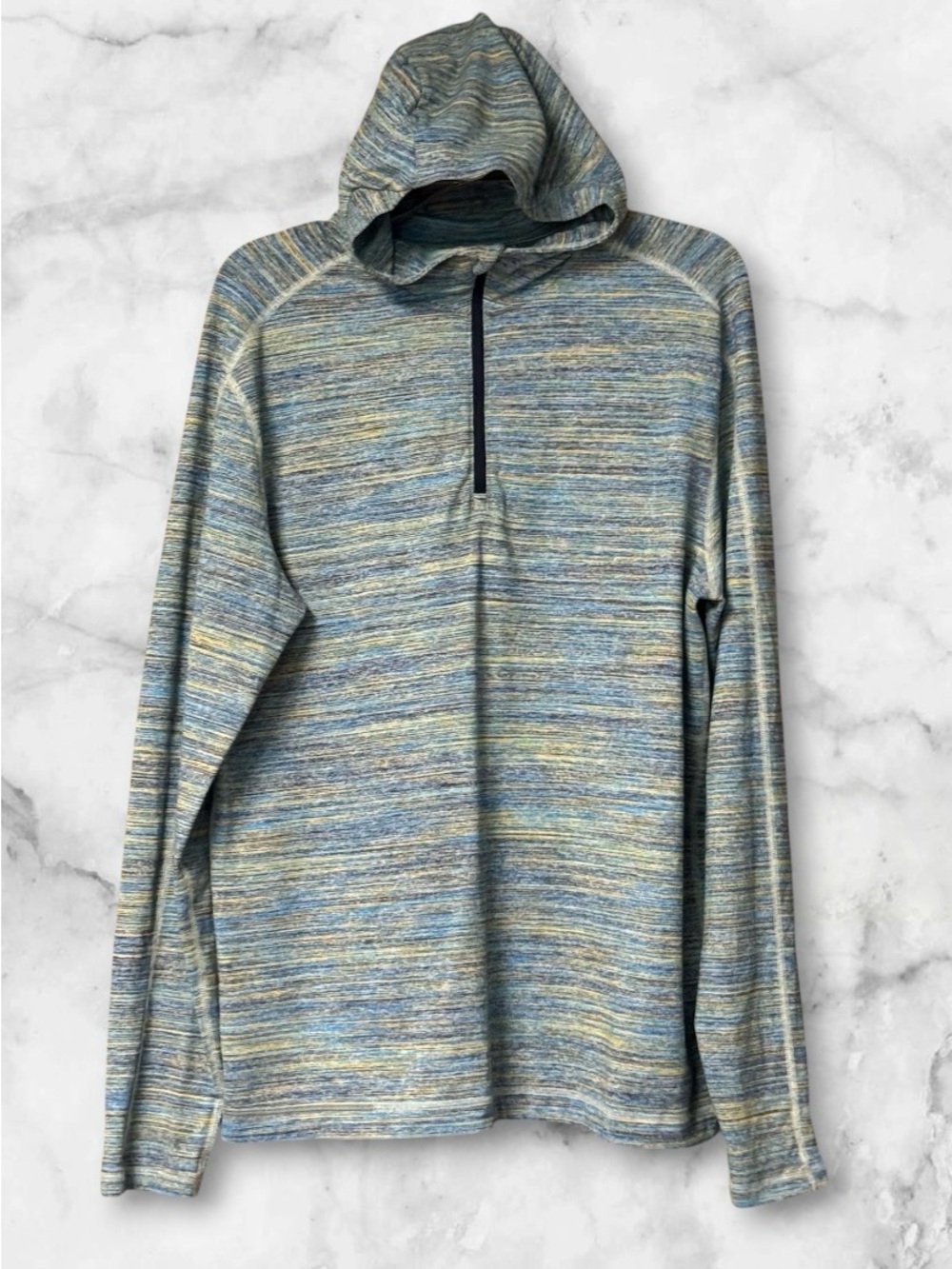 Lululemon Surge Warm Hoodie Space Dye Camo Deep Navy Alberta Lake SZ L